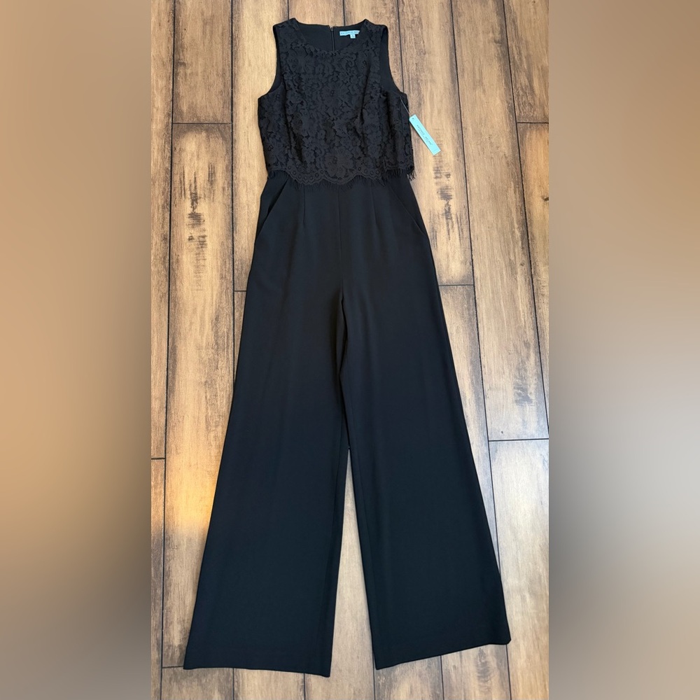 NWT Antonio Melani Florence Lace Jumpsuit Black Moonlight Saunter Size 2